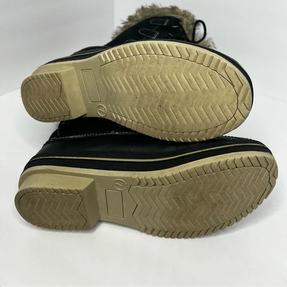 Merona Women's Winter Boots Black Leather Manmade Faux Fur Size 7 - Picture 5 of 8